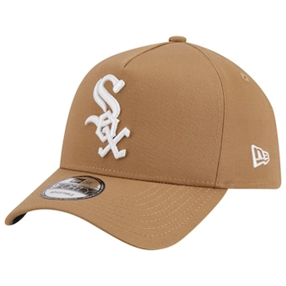 Men's New Era Khaki Chicago White Sox A-Frame 9FORTY Adjustable Hat