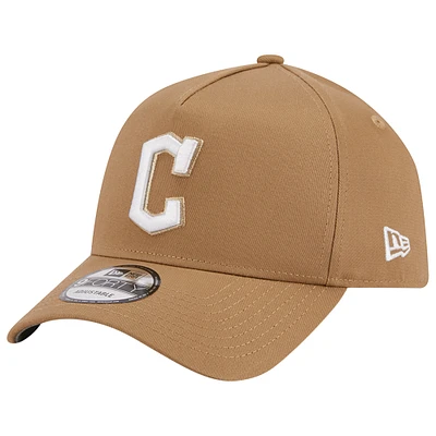 Men's New Era Khaki Cleveland Guardians A-Frame 9FORTY Adjustable Hat