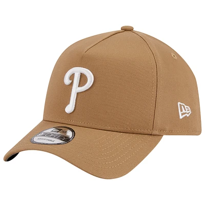 Men's New Era Khaki Philadelphia Phillies A-Frame 9FORTY Adjustable Hat