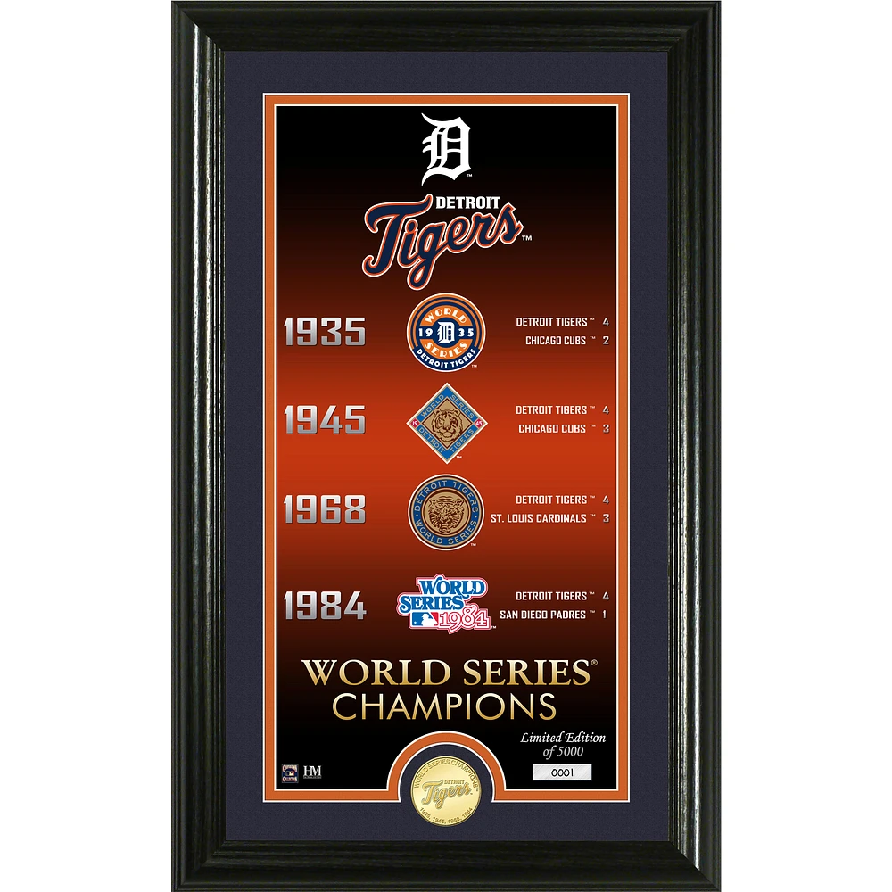 Highland Mint Detroit Tigers Four-Time World Series Champions 12" x 20" Legacy Supreme Bronze Coin Photo Mint