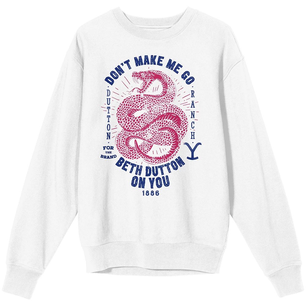 Unisex White Yellowstone Snake Art Pullover Sweatshirt
