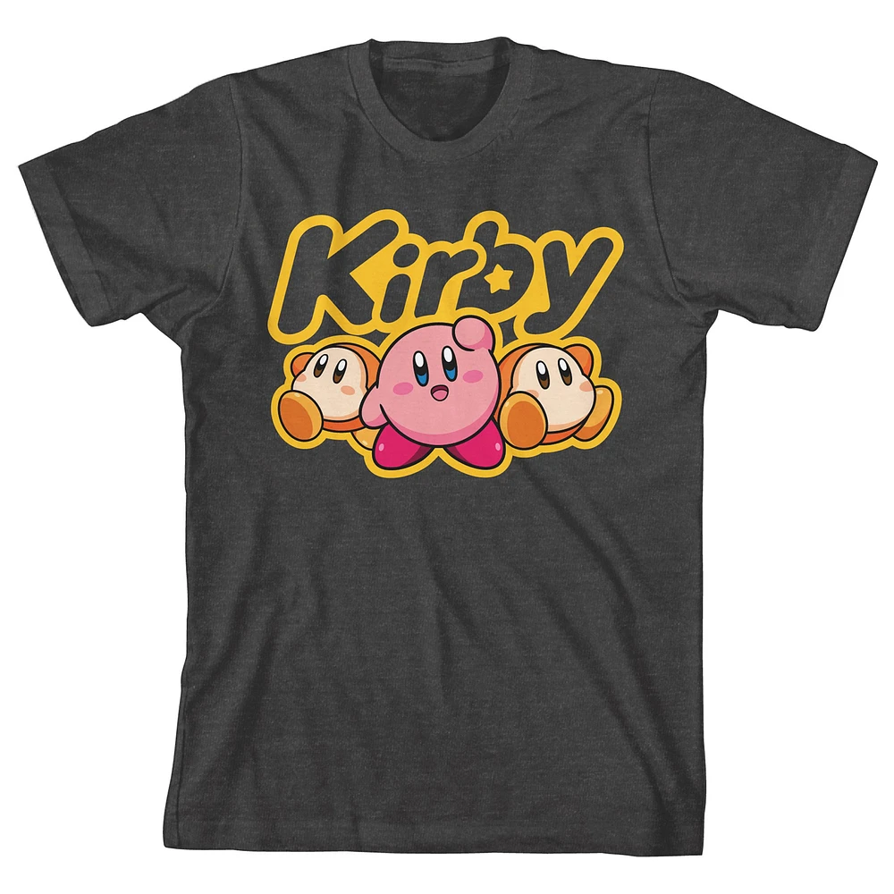 Youth Heather Charcoal Kirby Character Group T-Shirt
