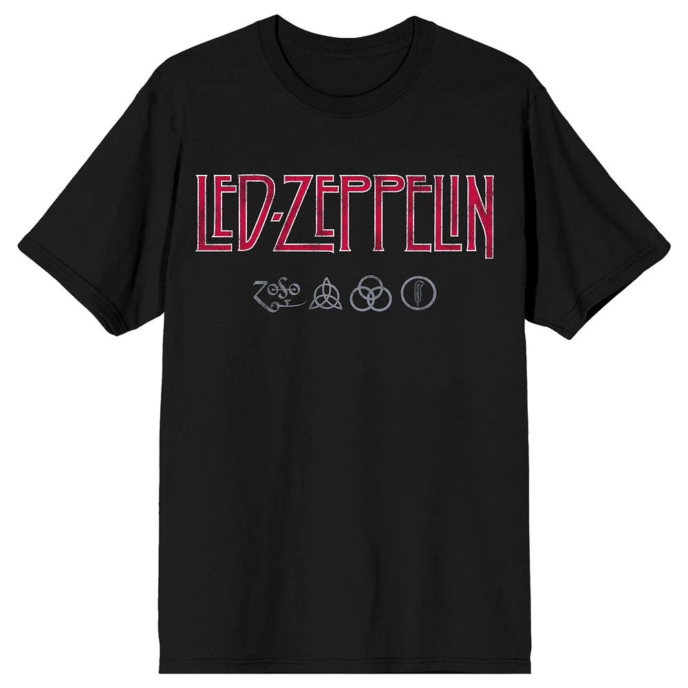 Unisex Black Led Zeppelin Distressed T-Shirt