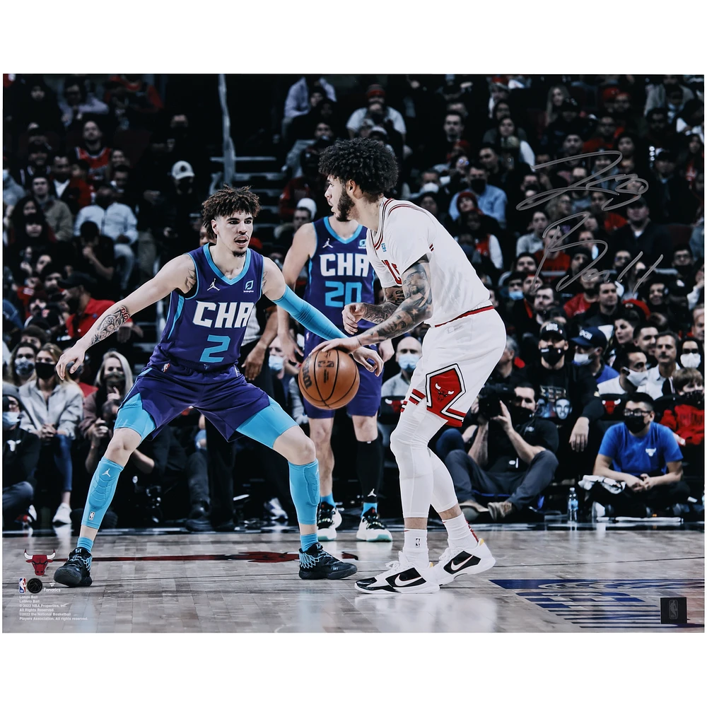 Lonzo Ball Chicago Bulls Autographed 16" x 20" Versus LaMelo Ball Photograph