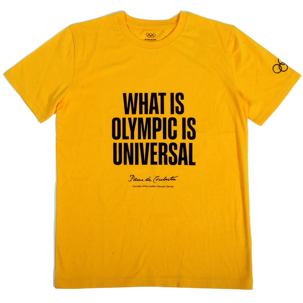 Unisex Yellow The Olympic Collection - Pierre de Coubertin Quote T-Shirt