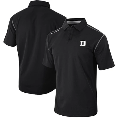 Men's Columbia Black Duke Blue Devils Omni-Wick Shotgun Polo