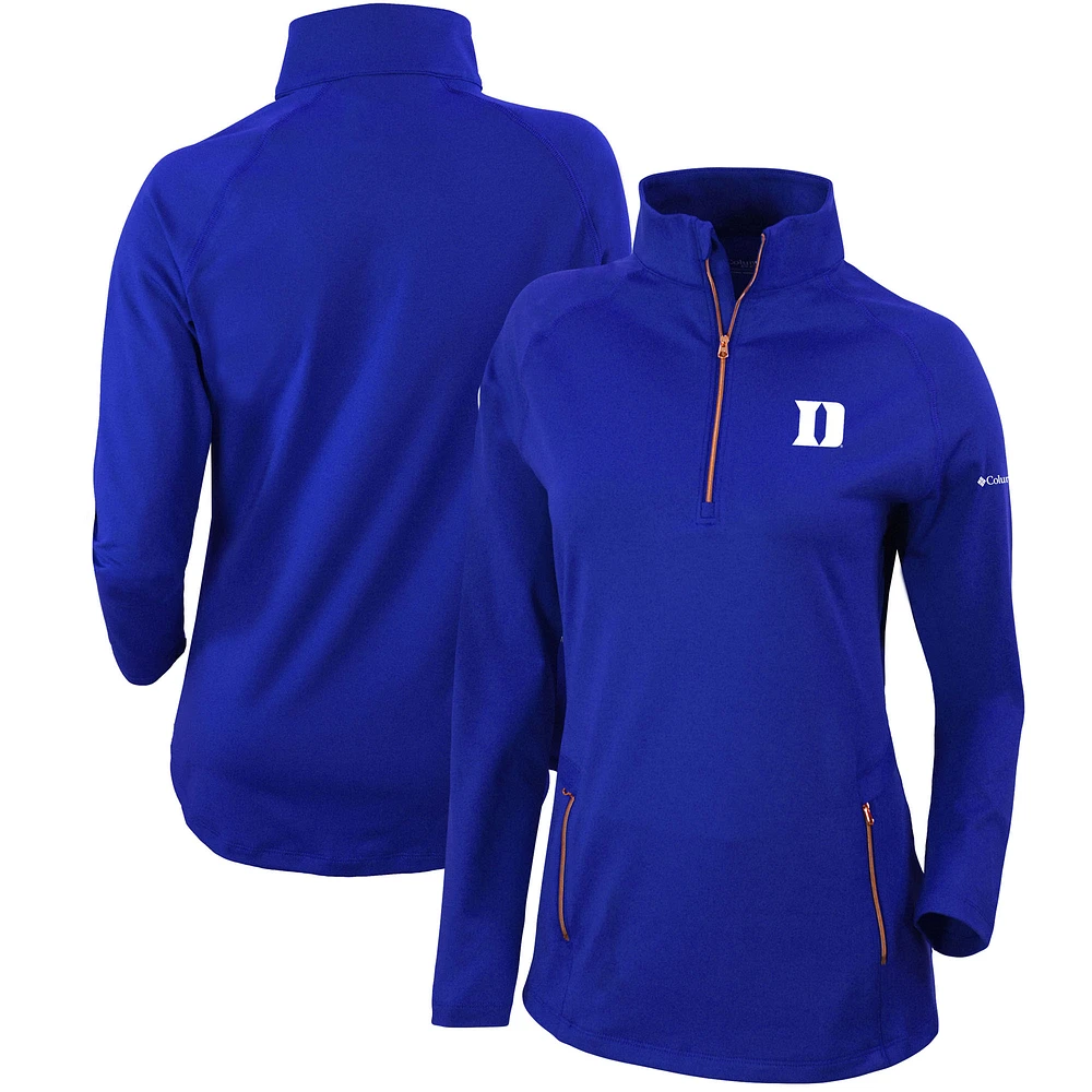 Women's Columbia Royal Duke Blue Devils Omni-Wick Outward Nine Quarter-Zip Pullover Top