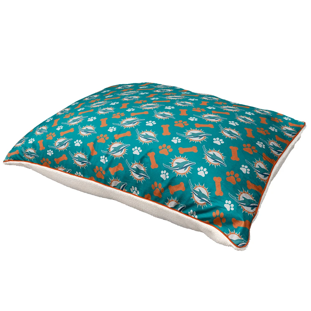 Pegasus Miami Dolphins 35" x 44" Bones Sherpa Pet Bed