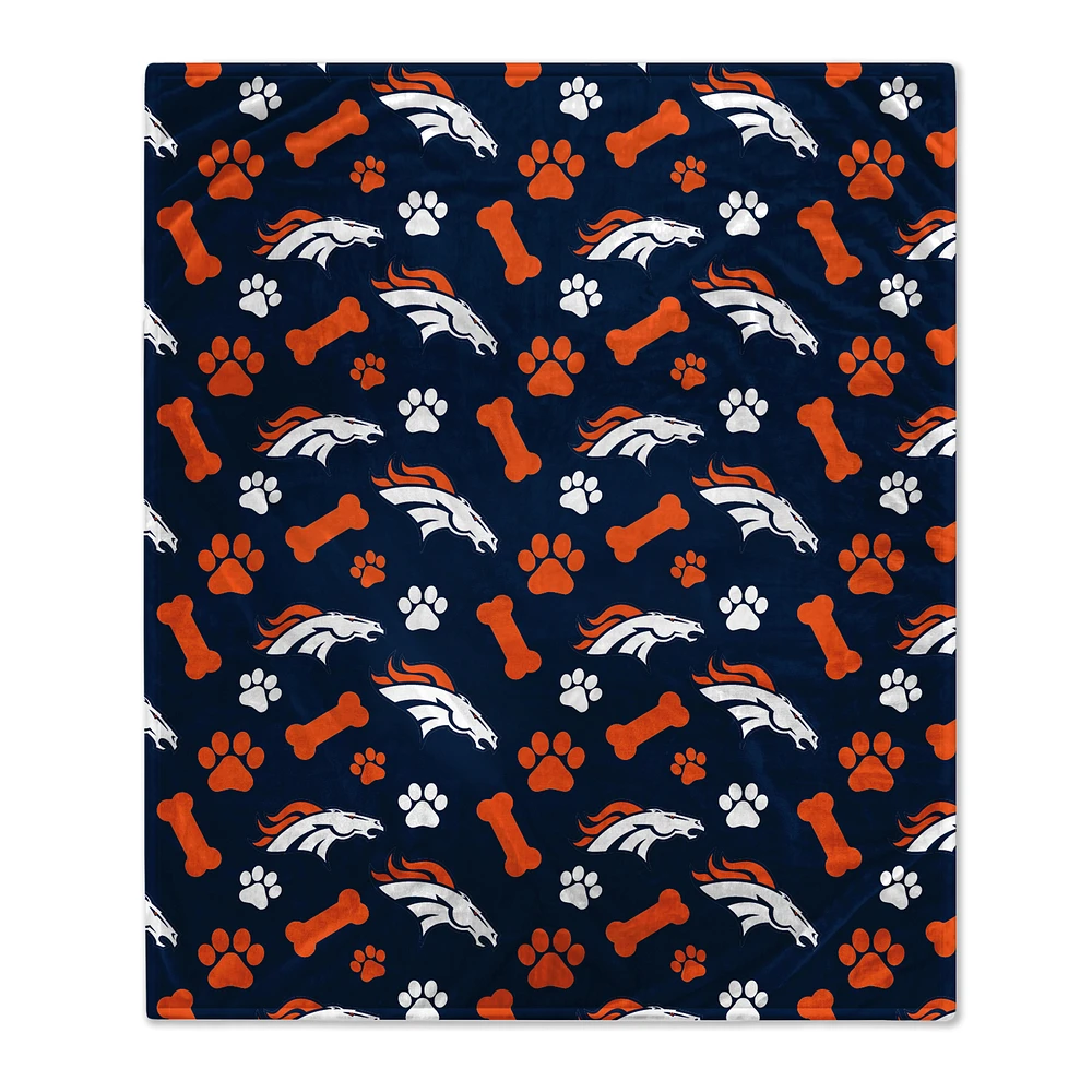 Pegasus Denver Broncos 40" x 50" Lightweight Bones Flannel Fleece Pet Blanket