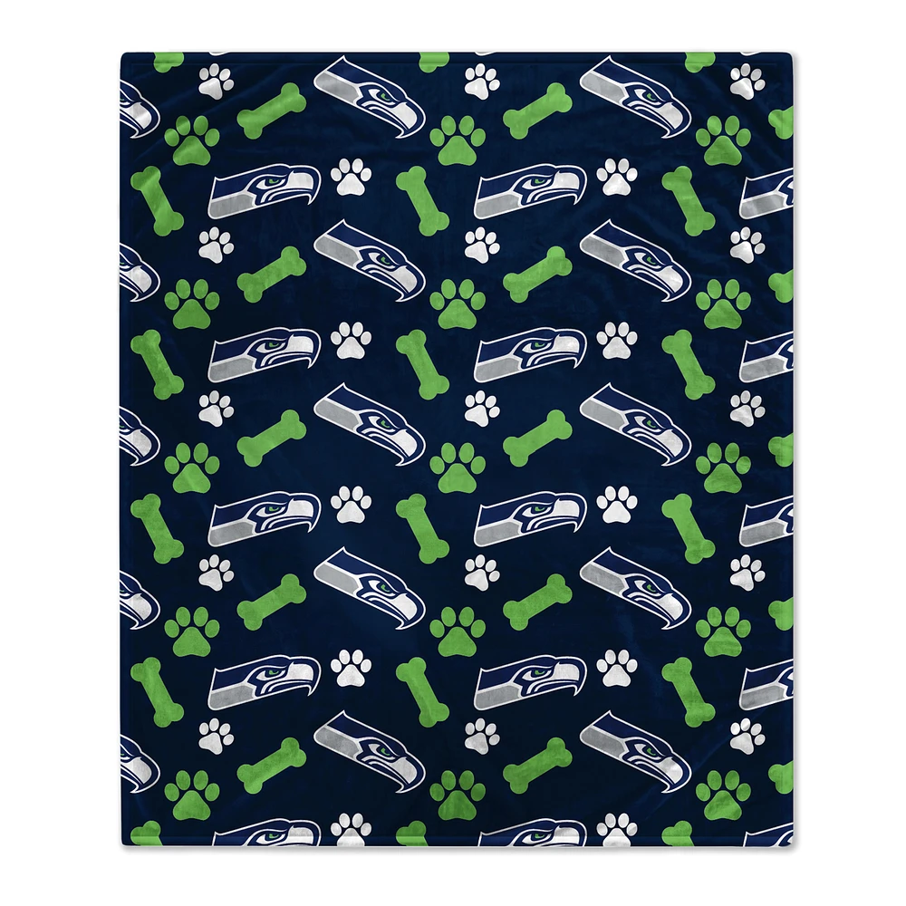Pegasus Seattle Seahawks 40" x 50" Lightweight Bones Flannel Fleece Pet Blanket