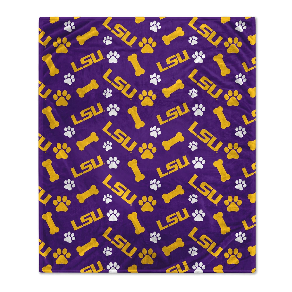 Pegasus LSU Tigers 40" x 50" Lightweight Bones Flannel Fleece Pet Blanket