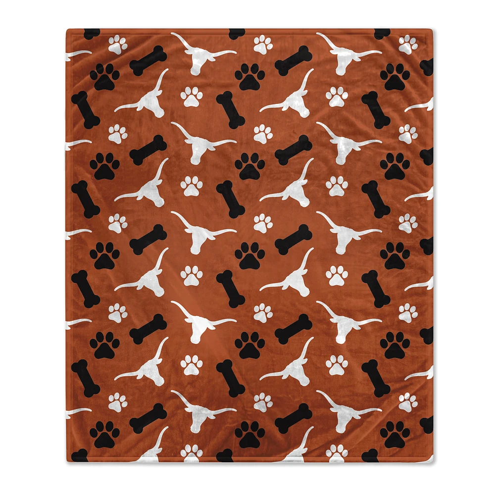 Pegasus Texas Longhorns 40" x 50" Lightweight Bones Flannel Fleece Pet Blanket
