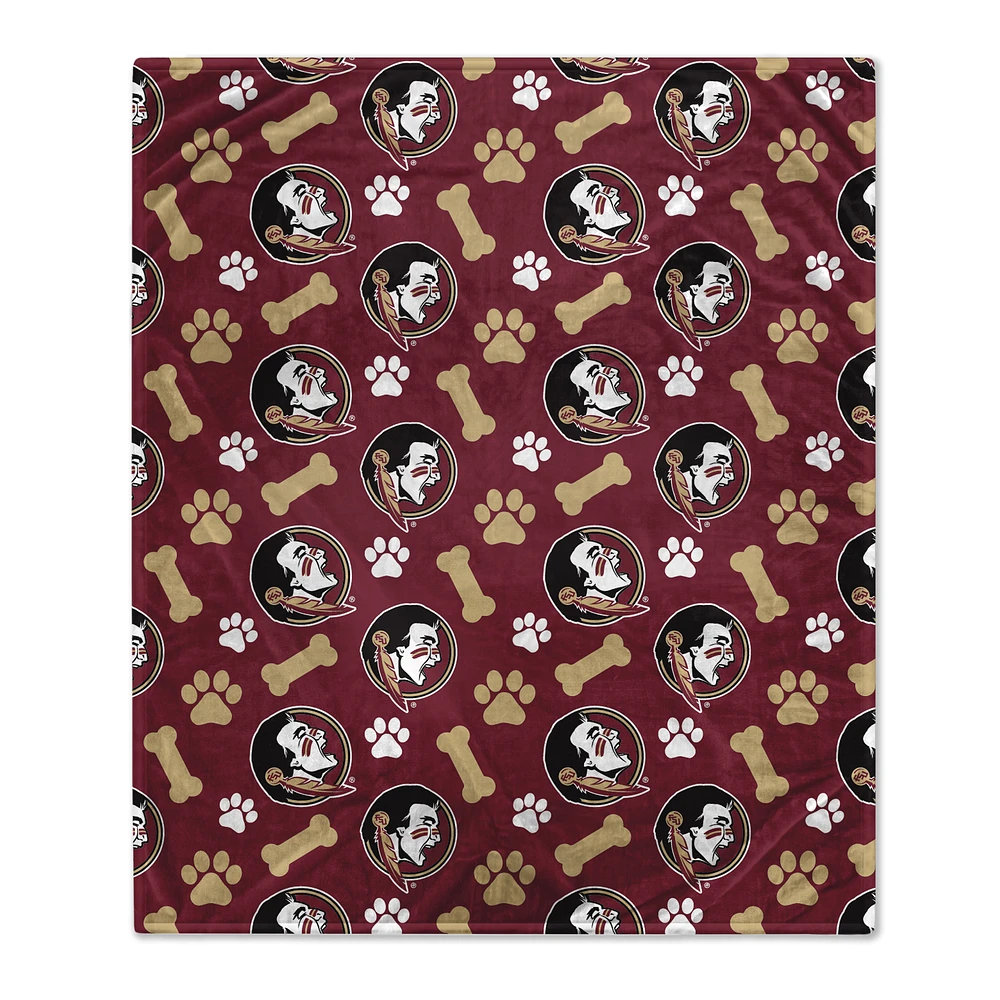 Pegasus Florida State Seminoles 40" x 50" Lightweight Bones Flannel Fleece Pet Blanket
