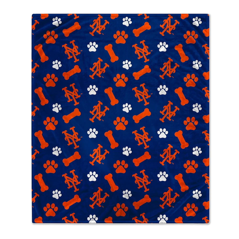 Pegasus New York Mets 40" x 50" Lightweight Bones Flannel Fleece Pet Blanket