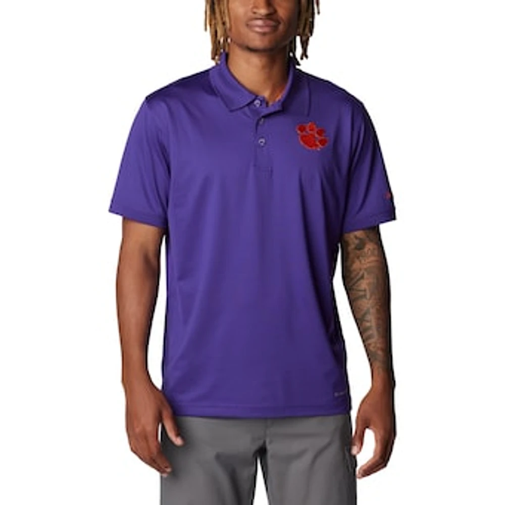 Men's Columbia Purple Clemson Tigers PFG Tamiami Omni-Shade Polo