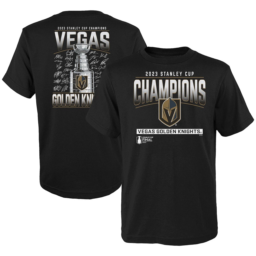 Youth Fanatics Black Vegas Golden Knights 2023 Stanley Cup Champions Signature Roster T-Shirt