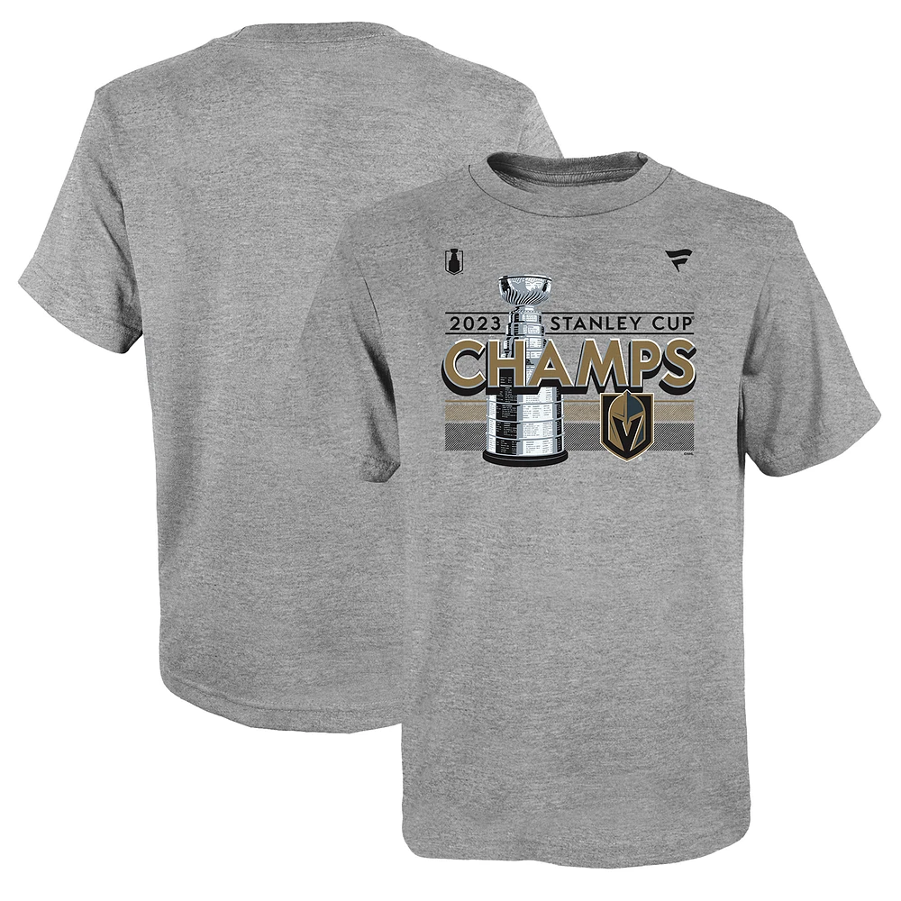 Youth Fanatics Heather Gray Vegas Golden Knights 2023 Stanley Cup Champions Locker Room T-Shirt