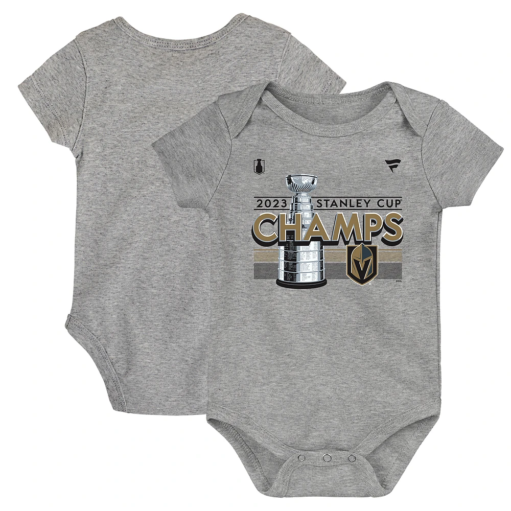Newborn Fanatics Heather Gray Vegas Golden Knights 2023 Stanley Cup Champions Locker Room Bodysuit