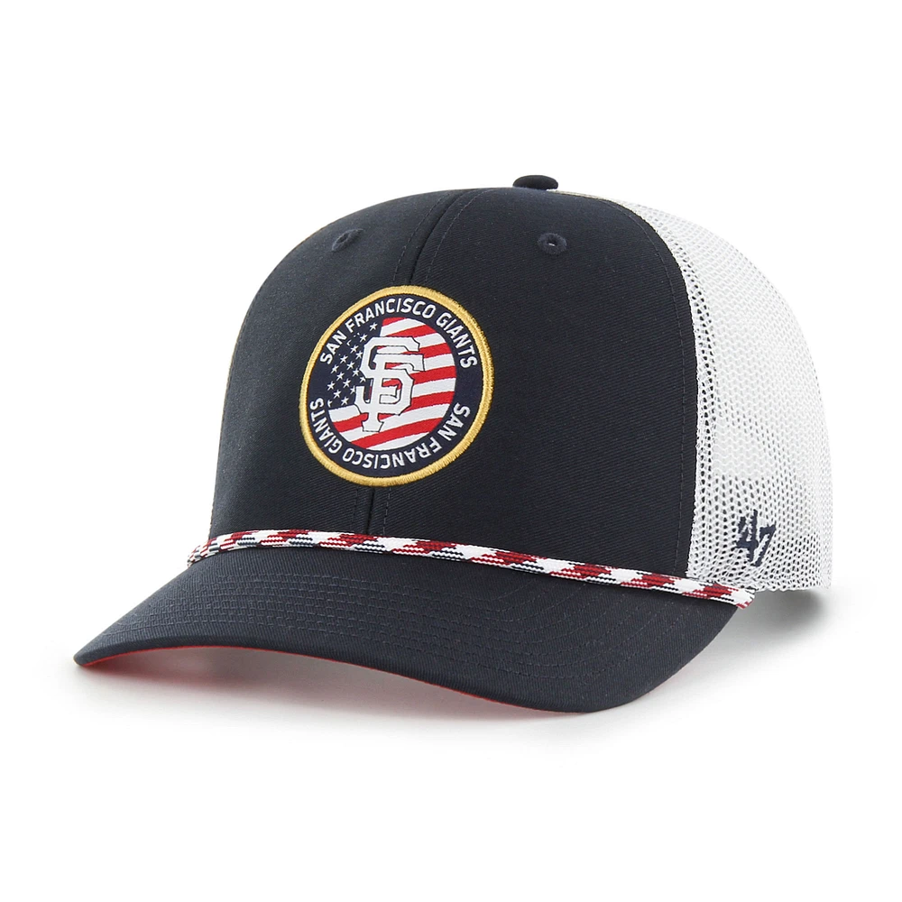 Men's '47 Navy San Francisco Giants Union Patch Trucker Adjustable Hat