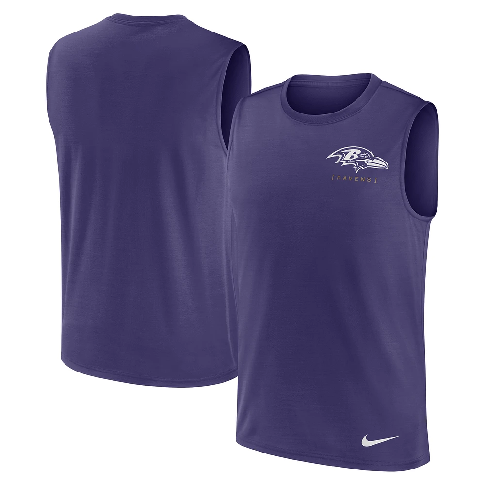 Men's Nike Purple Baltimore Ravens Large Logo Performance Muscle Tank Top