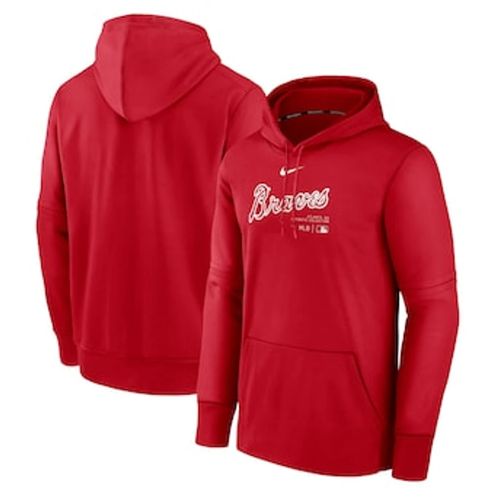Men's Nike Red Atlanta Braves Authentic Collection Practice Performance Pullover Hoodie