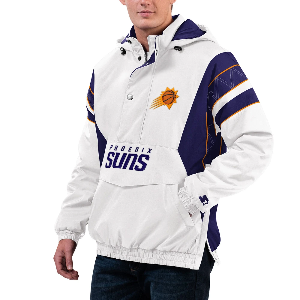 Men's Starter White Phoenix Suns Home Team Hoodie Half-Zip Jacket
