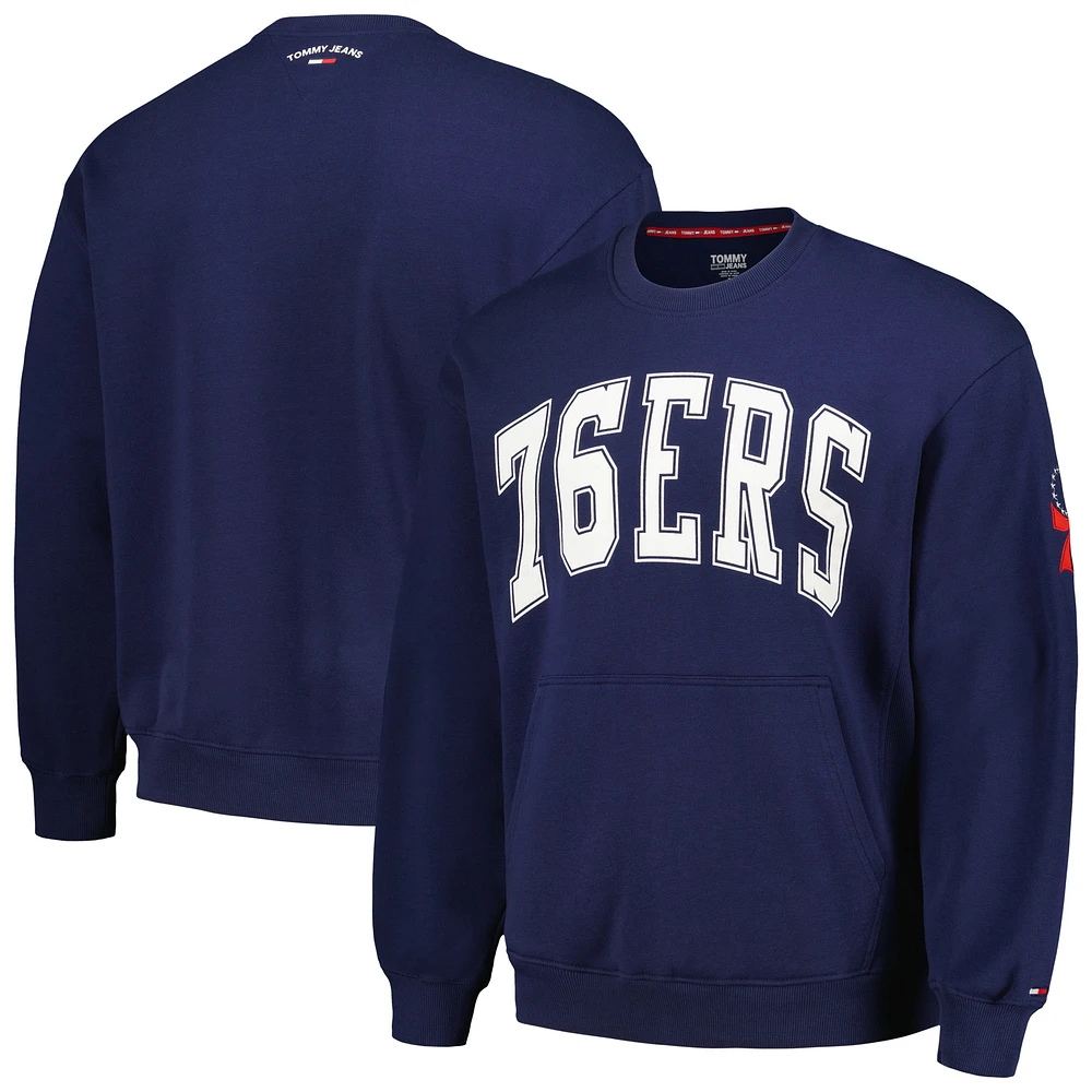 Men's Tommy Jeans Navy Philadelphia 76ers Henry Pullover Sweatshirt