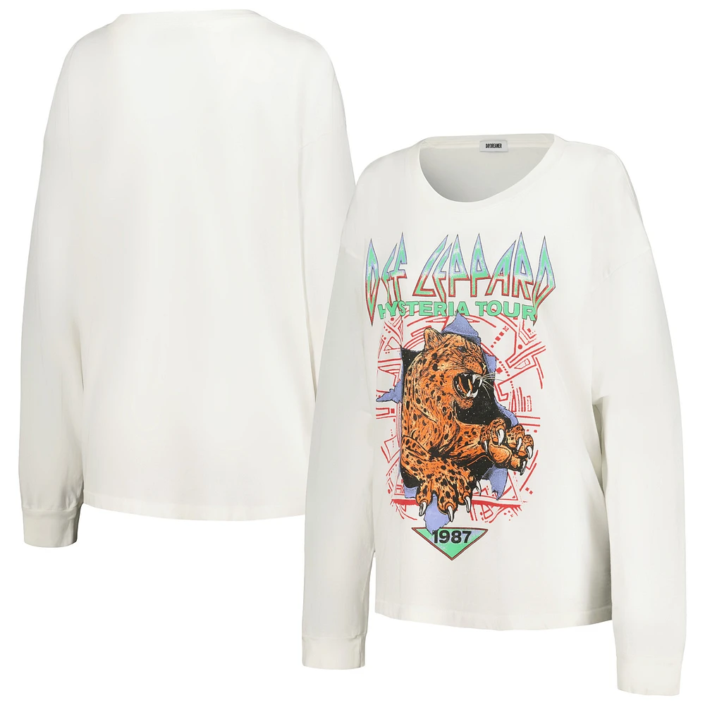 Women's Daydreamer White Def Leppard 1987 Hysteria Tour Long Sleeve T-Shirt