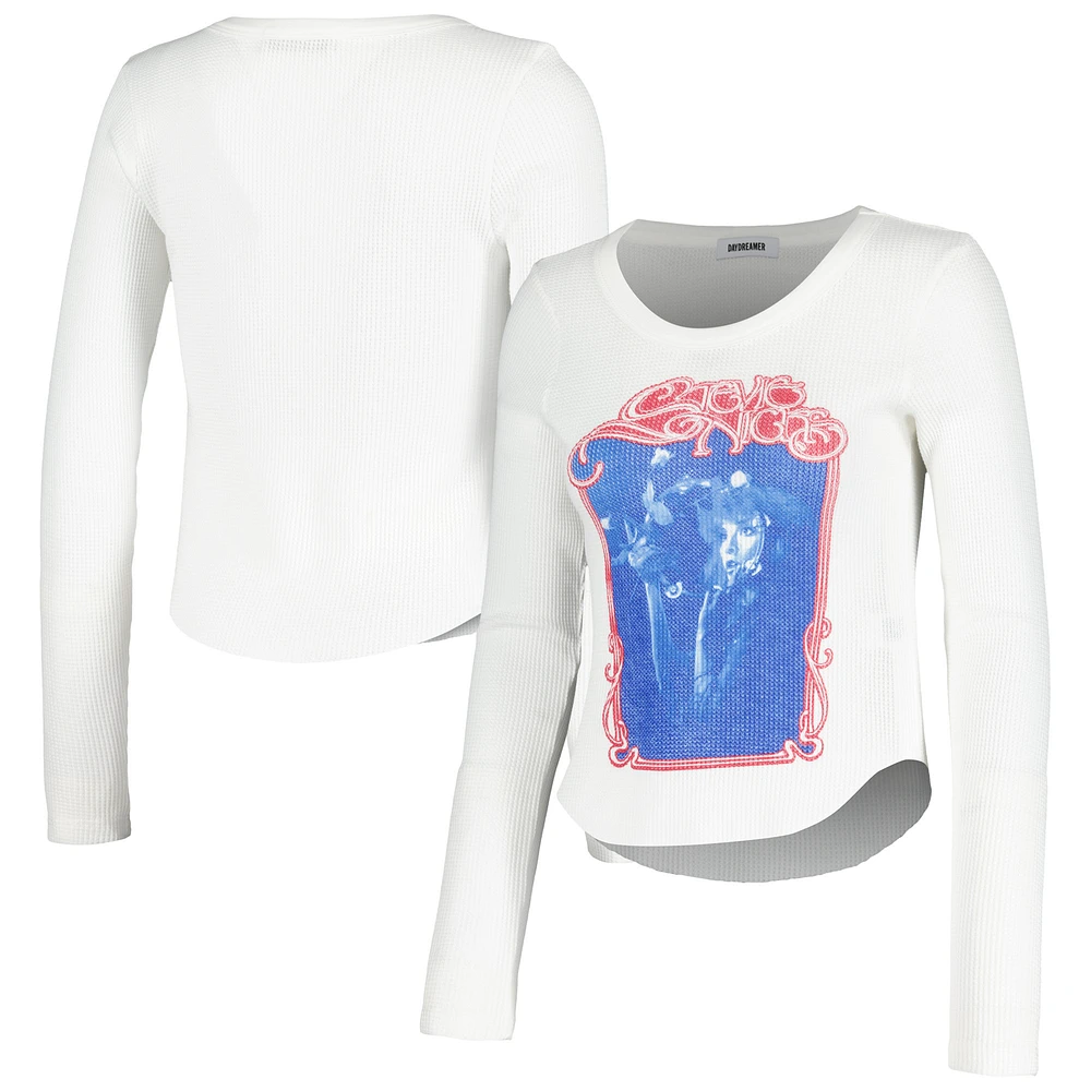 Women's Daydreamer White Stevie Nicks Bella Donna Raw Thermal Long Sleeve T-Shirt