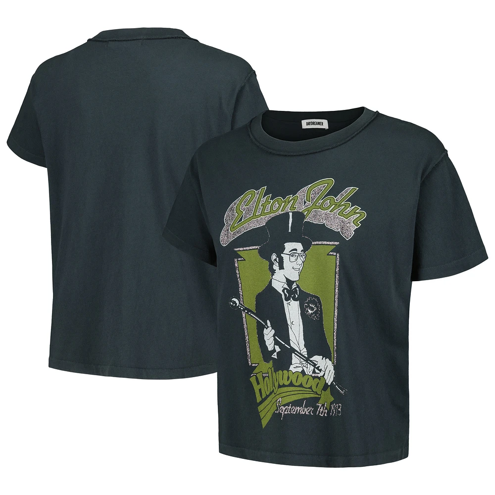 Women's Daydreamer Black Elton John September 7th, 1973 Graphic T-Shirt