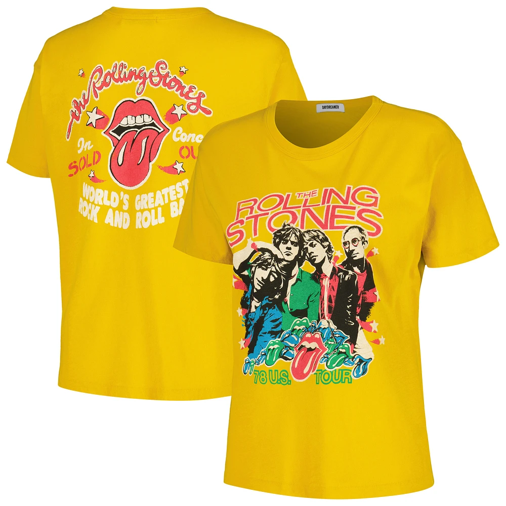 Women's Daydreamer Gold Rolling Stones '78 U.S. Tour Graphic Ringer T-Shirt