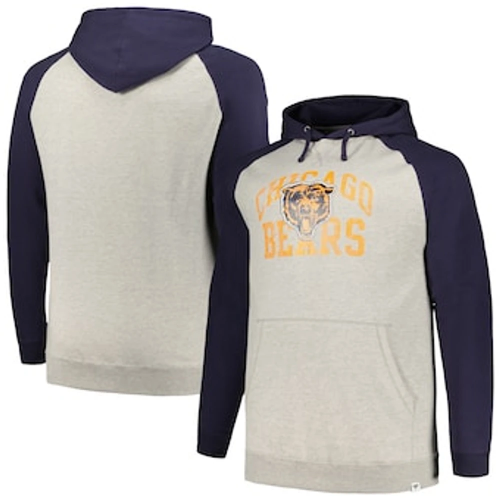 Men's Profile Heather Gray/Navy Chicago Bears Big & Tall Favorite Arch Throwback Raglan Pullover Hoodie