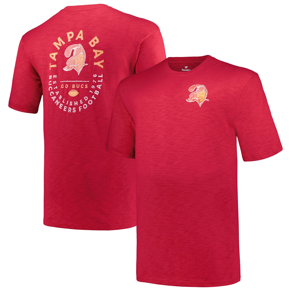 Men's Profile Red Tampa Bay Buccaneers Big & Tall Two-Hit Throwback T-Shirt