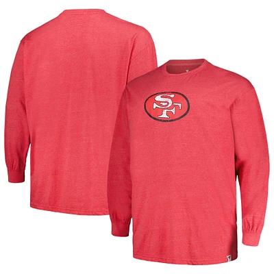 Men's Profile Heather Scarlet San Francisco 49ers Big & Tall Throwback Long Sleeve T-Shirt