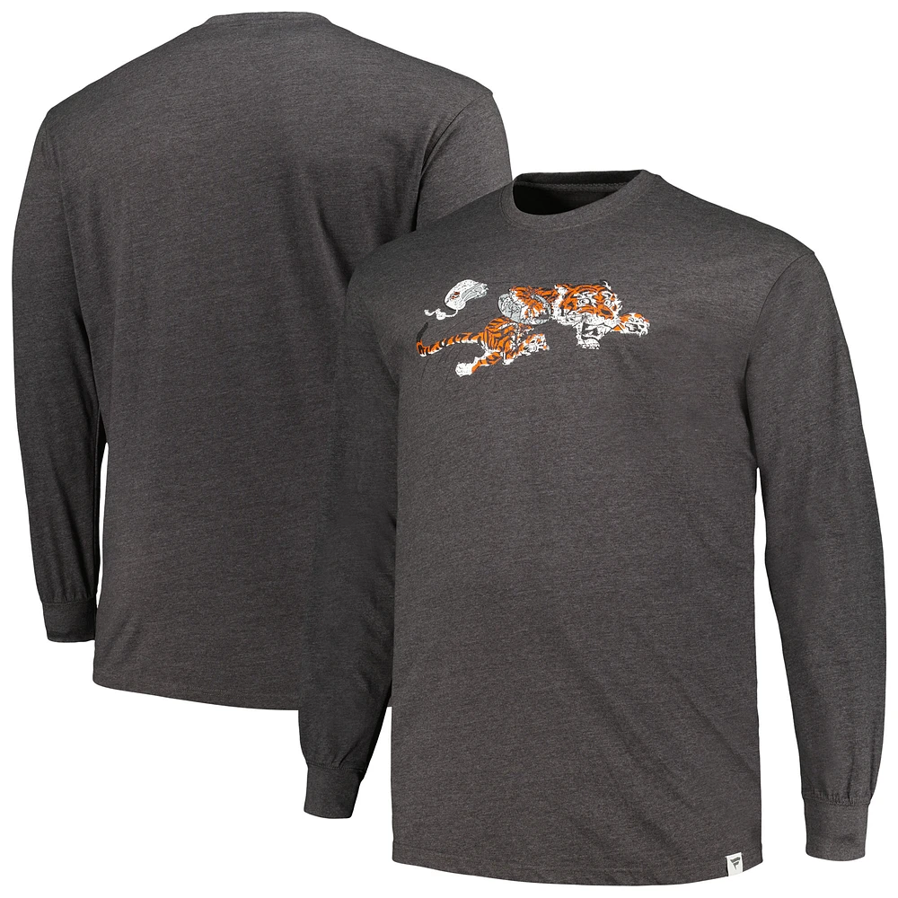 Men's Profile Heather Charcoal Cincinnati Bengals Big & Tall Throwback Long Sleeve T-Shirt