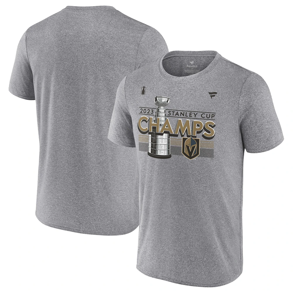 Men's Fanatics Heather Gray Vegas Golden Knights 2023 Stanley Cup Champions Locker Room Performance T-Shirt