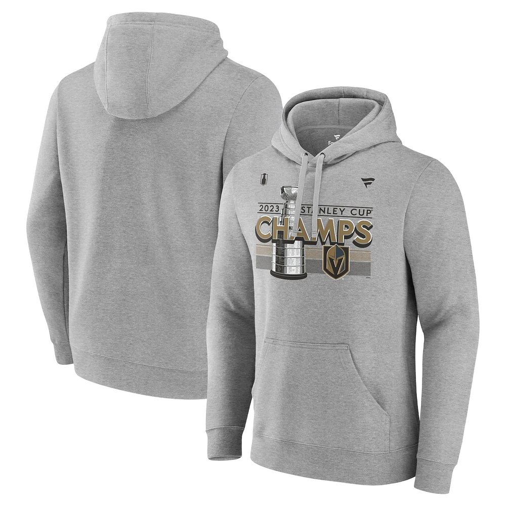 Men's Fanatics Heather Gray Vegas Golden Knights 2023 Stanley Cup Champions Locker Room Pullover Hoodie