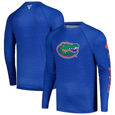 Men's Columbia Royal Florida Gators PFG Terminal Tackle Omni-Shade Raglan Long Sleeve T-Shirt