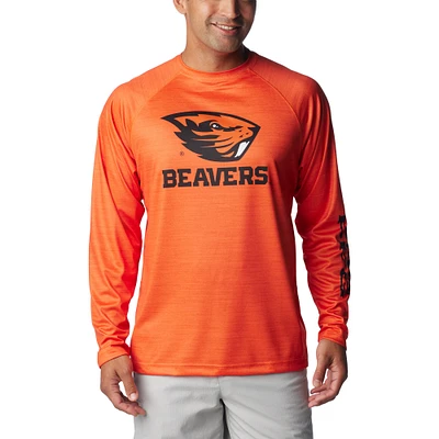 Men's Columbia Orange Oregon State Beavers PFG Terminal Tackle Omni-Shade Raglan Long Sleeve T-Shirt