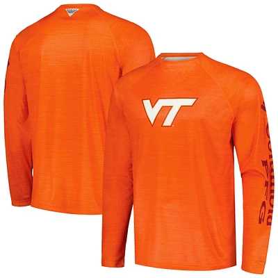 Men's Columbia Orange Virginia Tech Hokies PFG Terminal Tackle Omni-Shade Raglan Long Sleeve T-Shirt