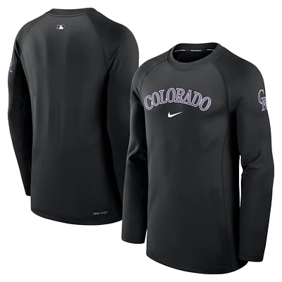 Men's Nike Black Colorado Rockies Authentic Collection Game Time Raglan Performance Long Sleeve T-Shirt