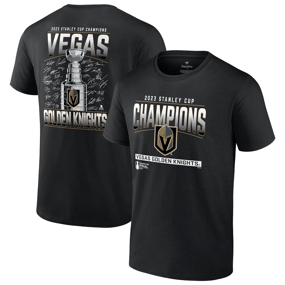 Men's Fanatics Black Vegas Golden Knights 2023 Stanley Cup Champions Signature Roster T-Shirt