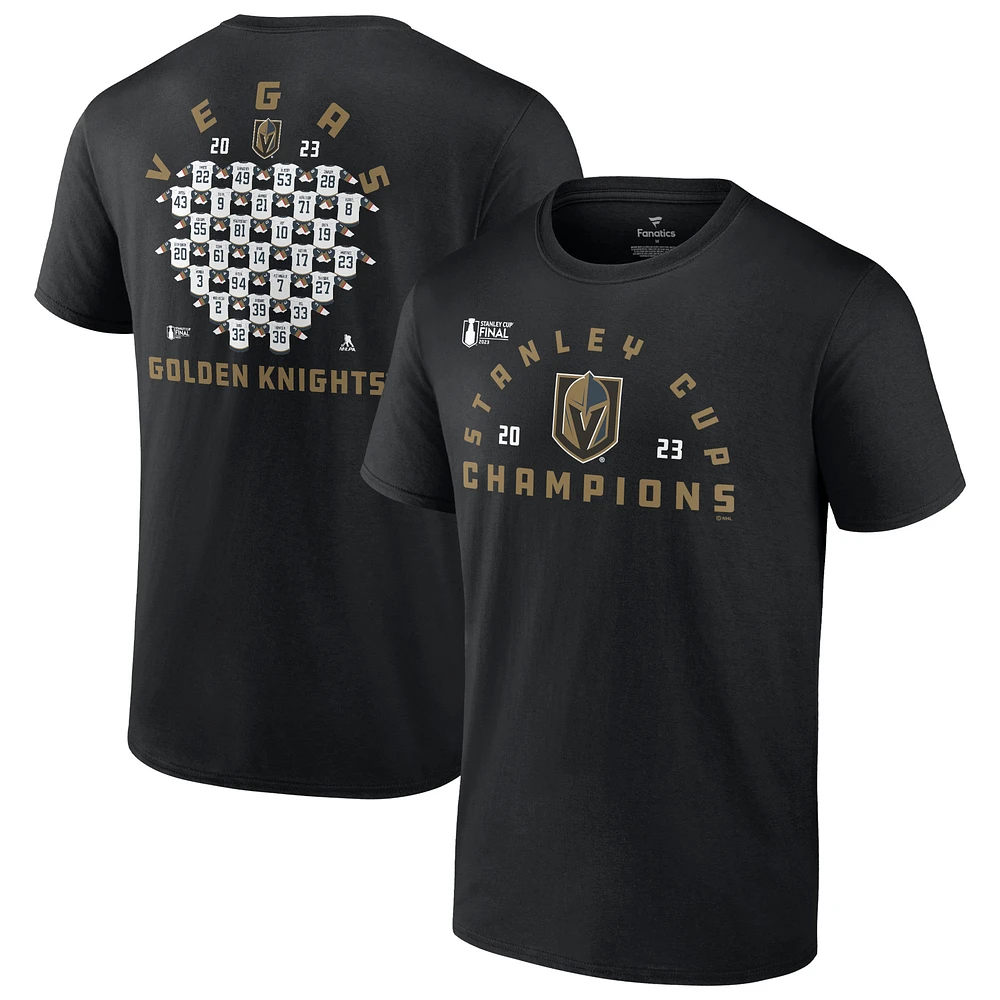 Men's Fanatics Black Vegas Golden Knights 2023 Stanley Cup Champions Jersey Roster T-Shirt