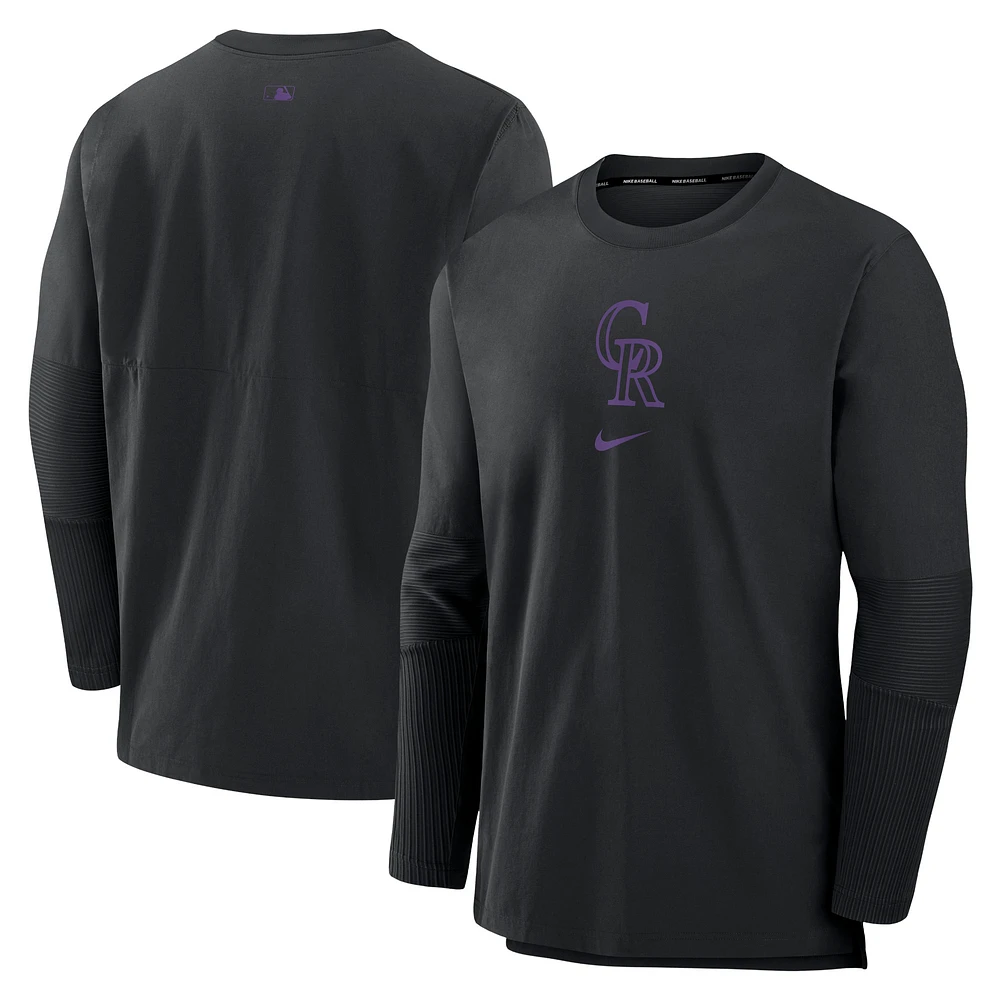 Men's Nike Black Colorado Rockies Authentic Collection Player Dri-FIT Lightweight Pullover