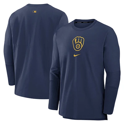 Men's Nike Navy Milwaukee Brewers Authentic Collection Player Dri-FIT Lightweight Pullover