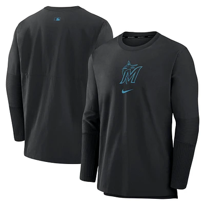 Men's Nike Black Miami Marlins Authentic Collection Player Dri-FIT Lightweight Pullover