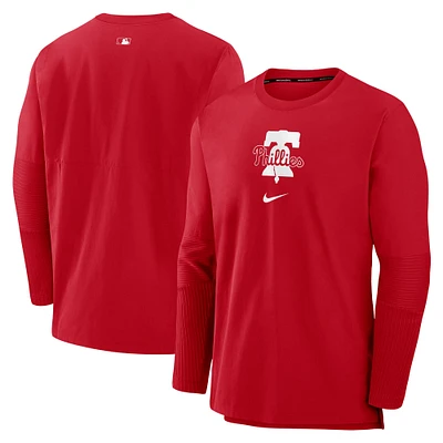 Men's Nike Red Philadelphia Phillies Authentic Collection Player Dri-FIT Lightweight Pullover