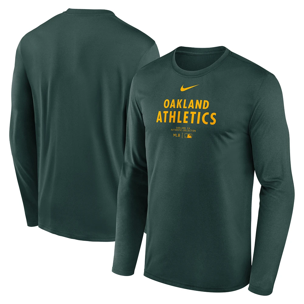 Men's Nike Green Oakland Athletics Authentic Collection Practice Performance Long Sleeve T-Shirt