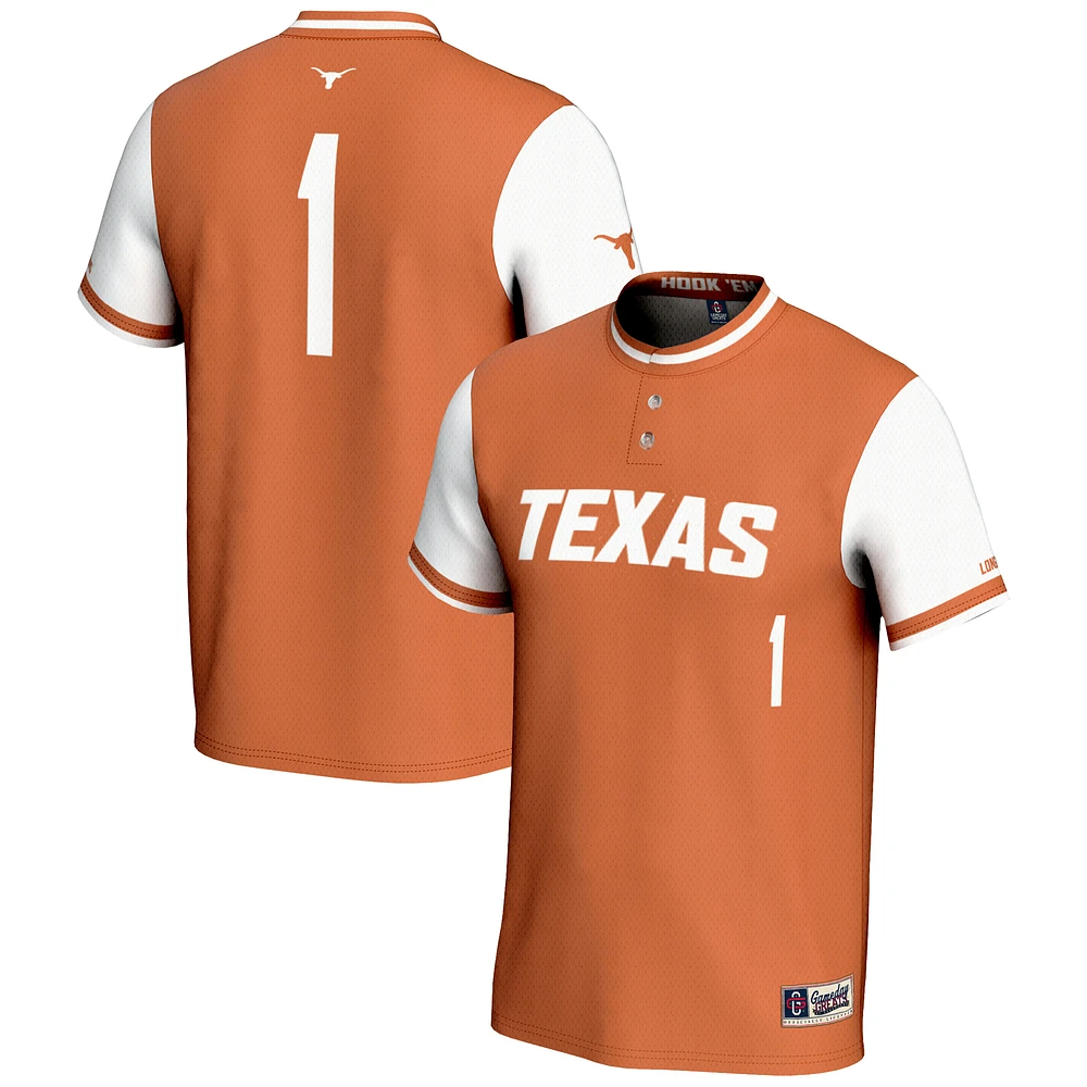 Unisex GameDay Greats #1 Burnt Orange Texas Longhorns Lightweight Softball Jersey
