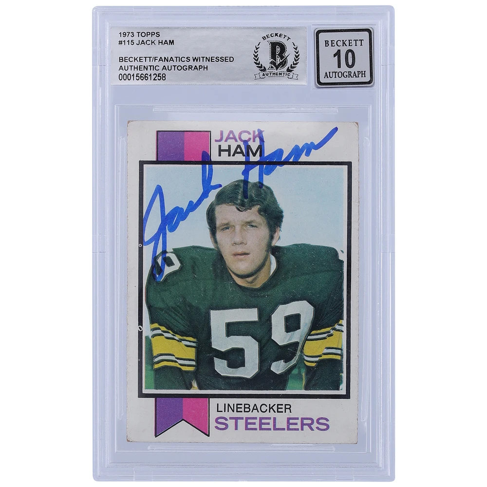 Jack Ham Pittsburgh Steelers Autographed 1973 Topps #115 Beckett Fanatics Witnessed Authenticated 10 Rookie Card
